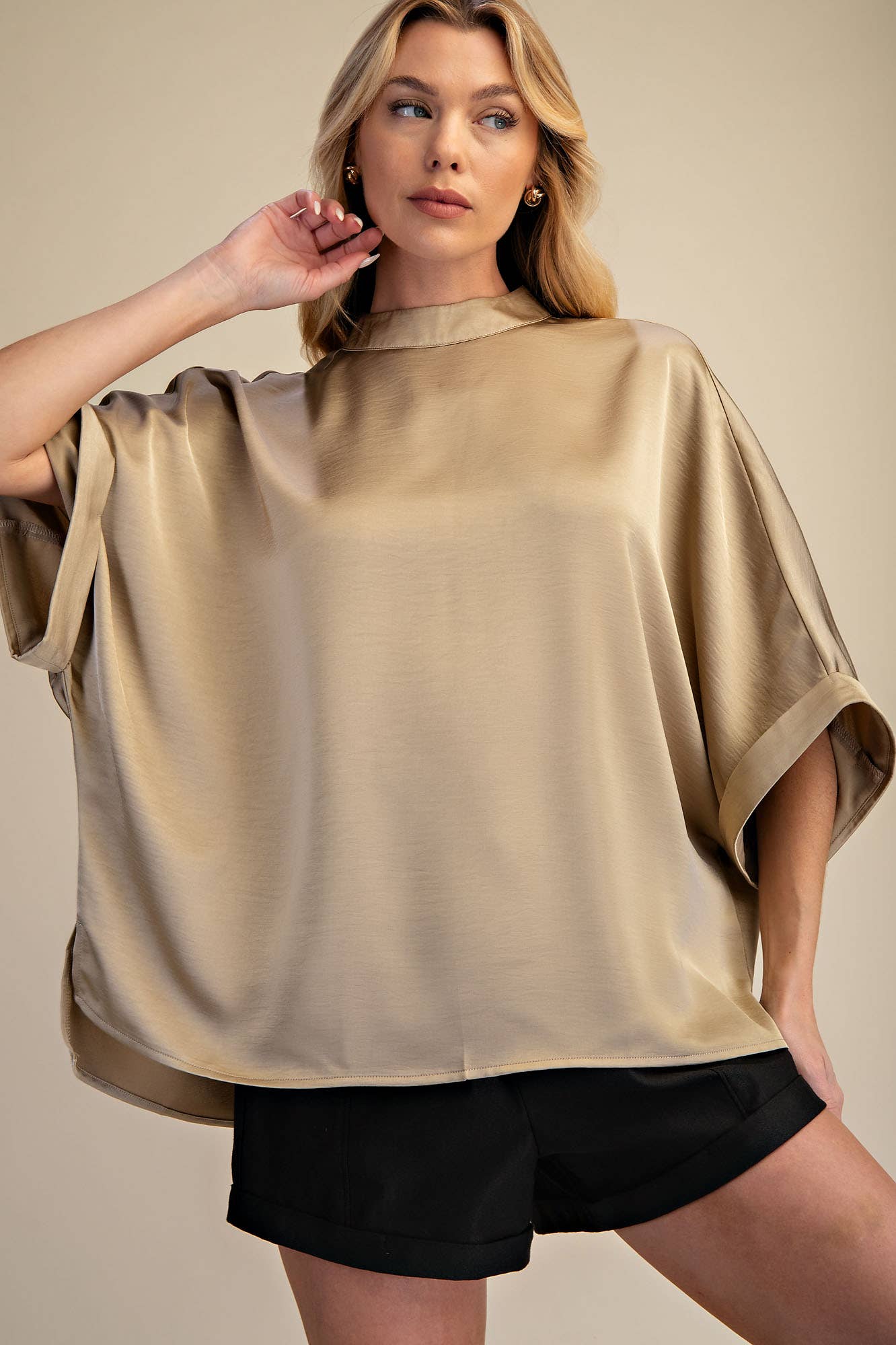 Mock Neck Oversize Top