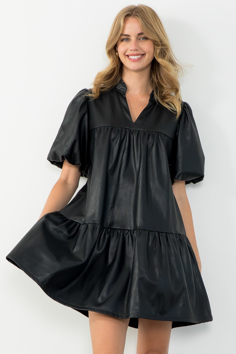 THML Short Sleeve Leather Dress