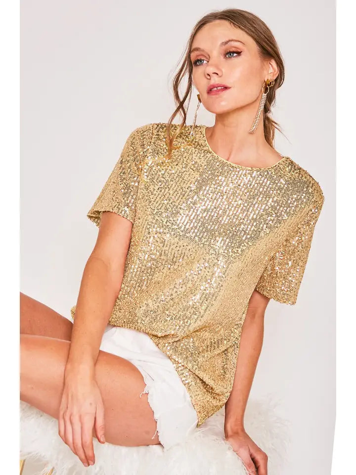 VINE AND LOVE SEQUIN SHORT SLEEVE