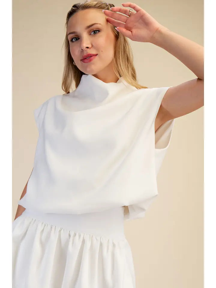 Mock Neck Balloon Top