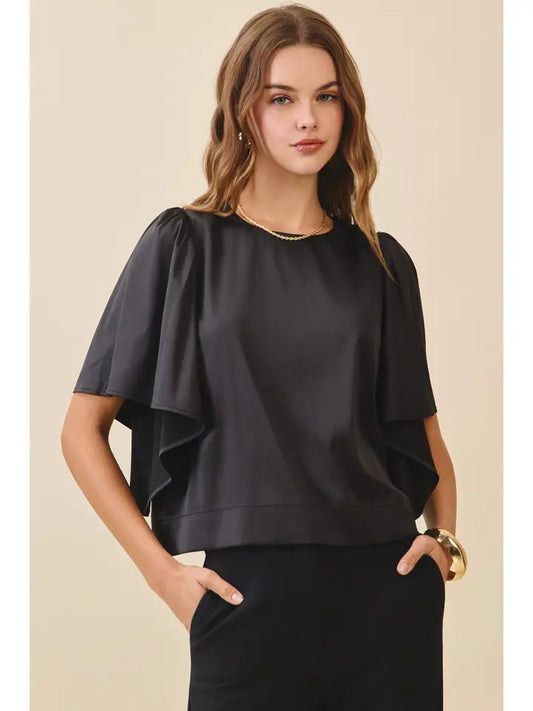 TCEC FLUTTER SATIN TOP