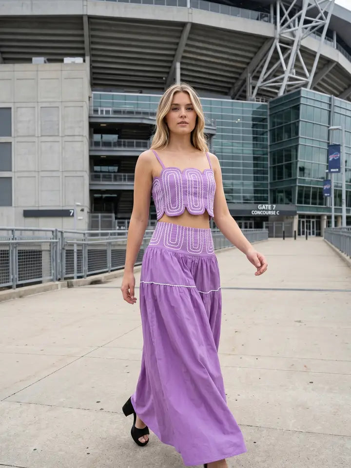 Exclusive Lace Trimmed Top & Skirt Set