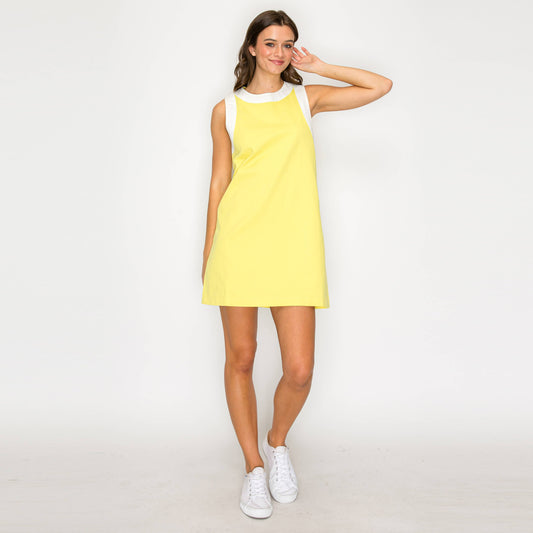 Lemon & White Retro Mod Look Mini dress