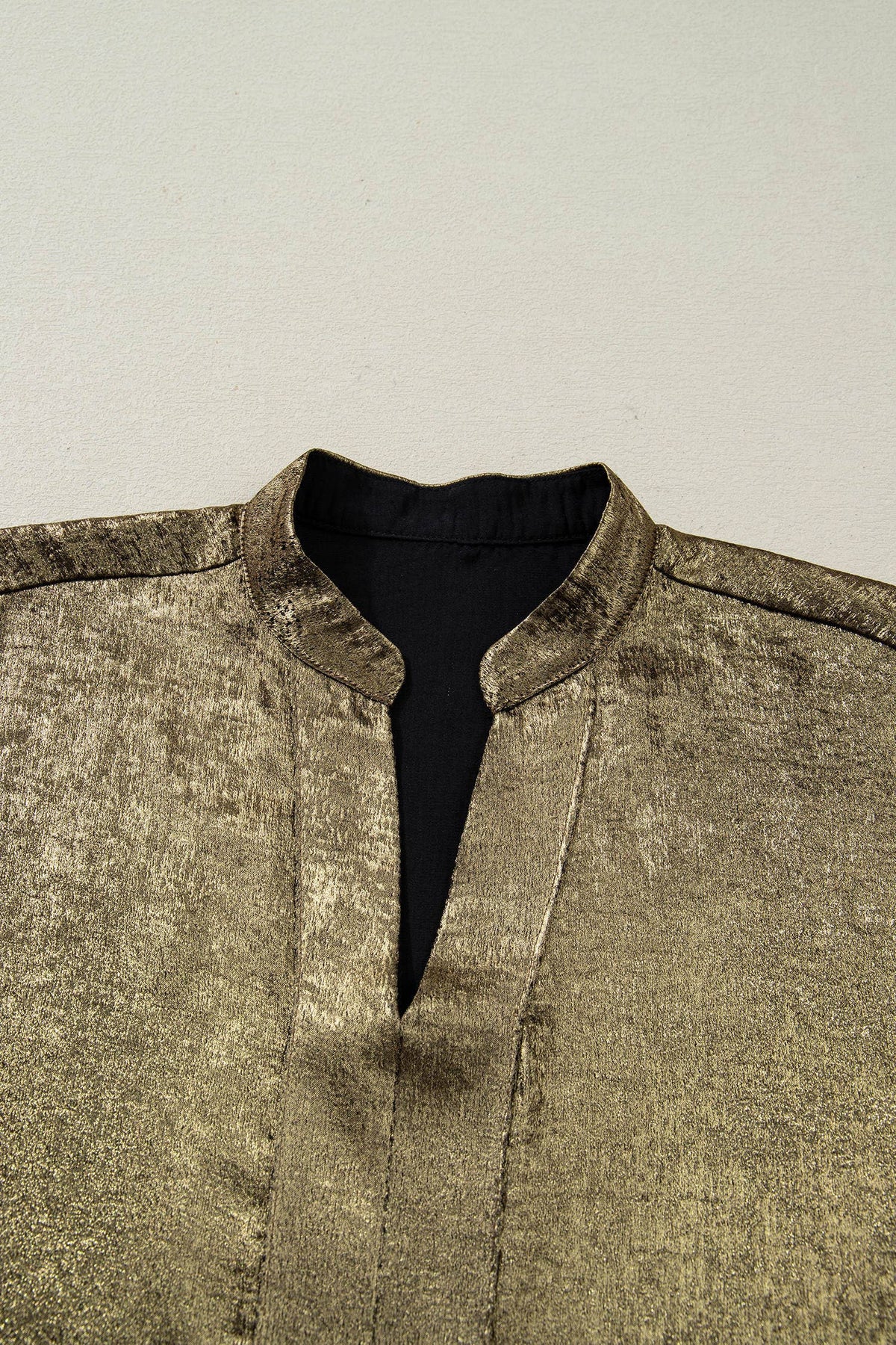 Metallic Split Neck Half Sleeve Blouse (S-XL)