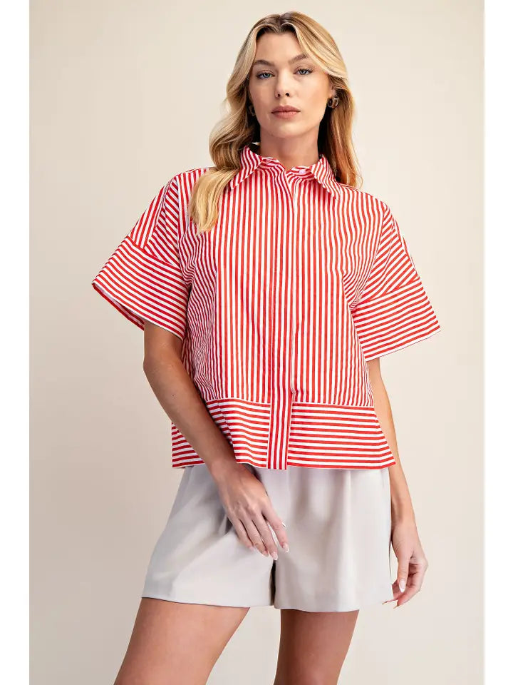 GLAM STRIPED BUTTON DOWN