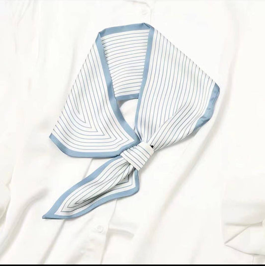 Light Blue / White Stripes Loop Scarf