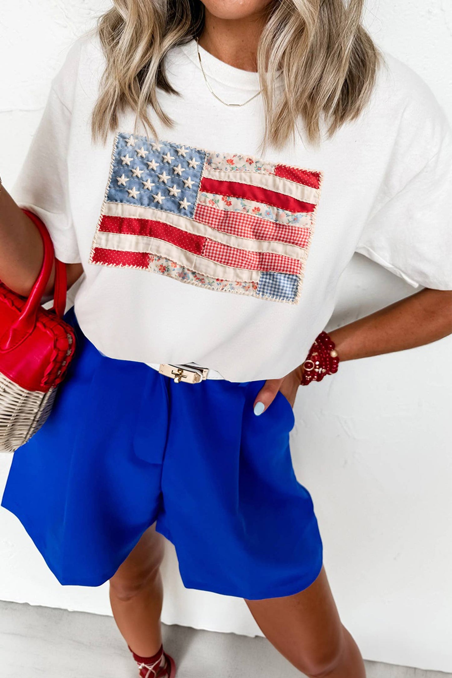 LDC 4th of July Printed US Flag Casual Tee