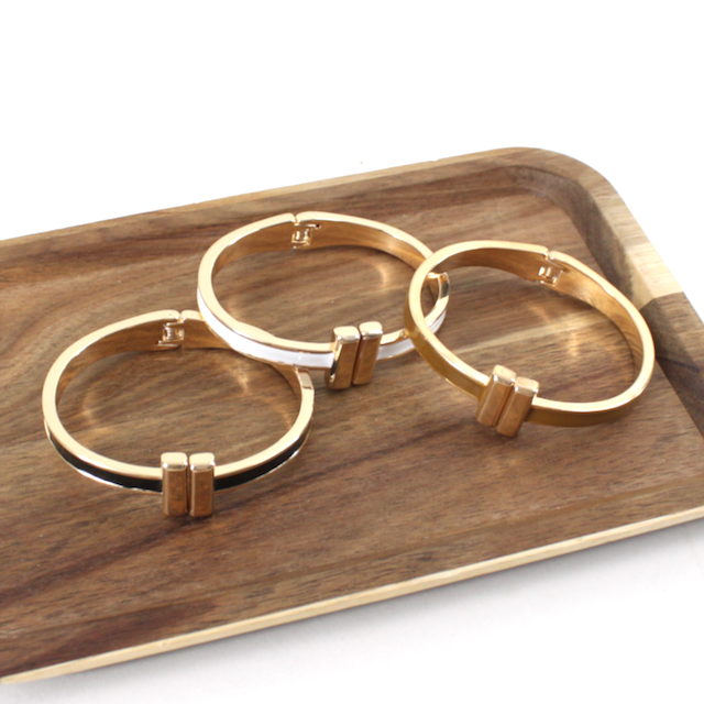 B25295 Color Band Hinged Bangle Cuff Bracelet