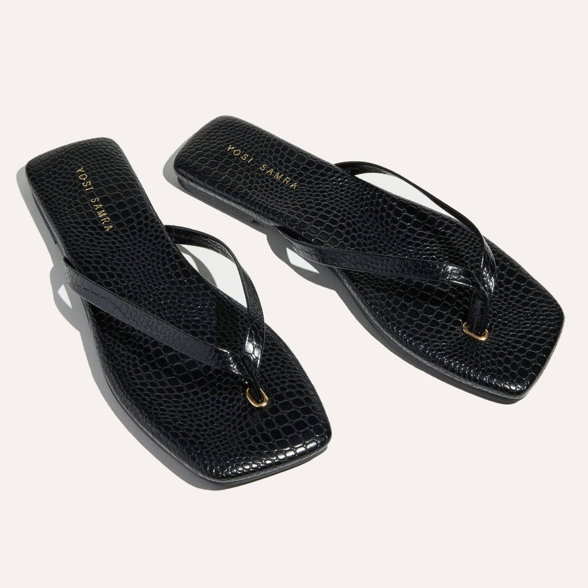 Mercer Flip Flop in Black Croc