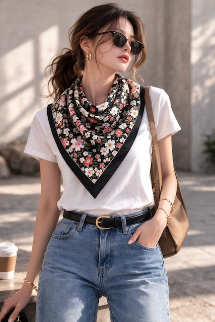 S26116 100% Polyester Lightweight Square Scarf