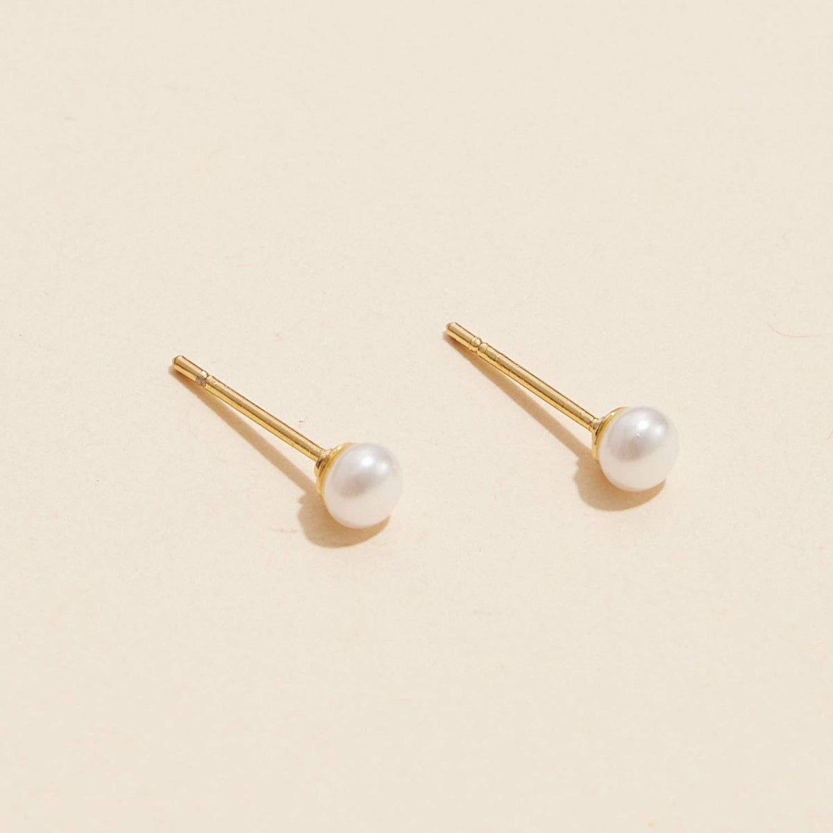 Classic Small Pearl Stud Earrings | Gold Dipped Pearl Stud Earrings Minimal Classic
