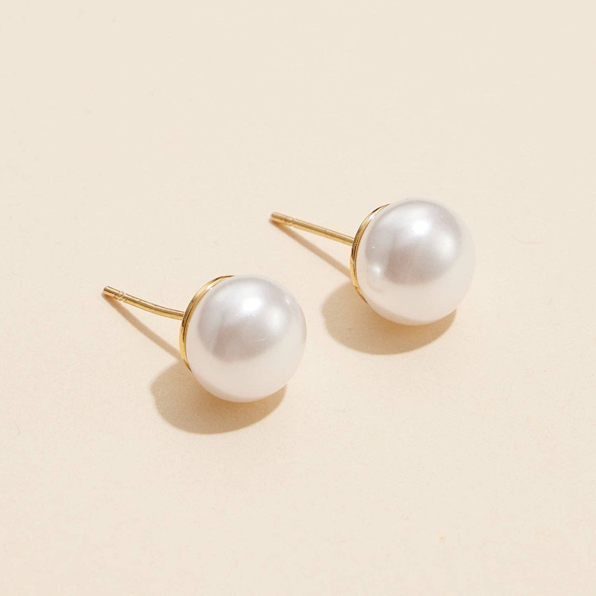 Timeless Gold Dipped Pearl Stud Earrings | Extra Large Pearl