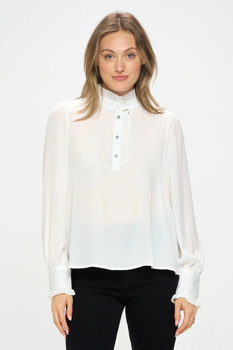Load image into Gallery viewer, COLLETTA RUFFLE NECK BLOUSE

