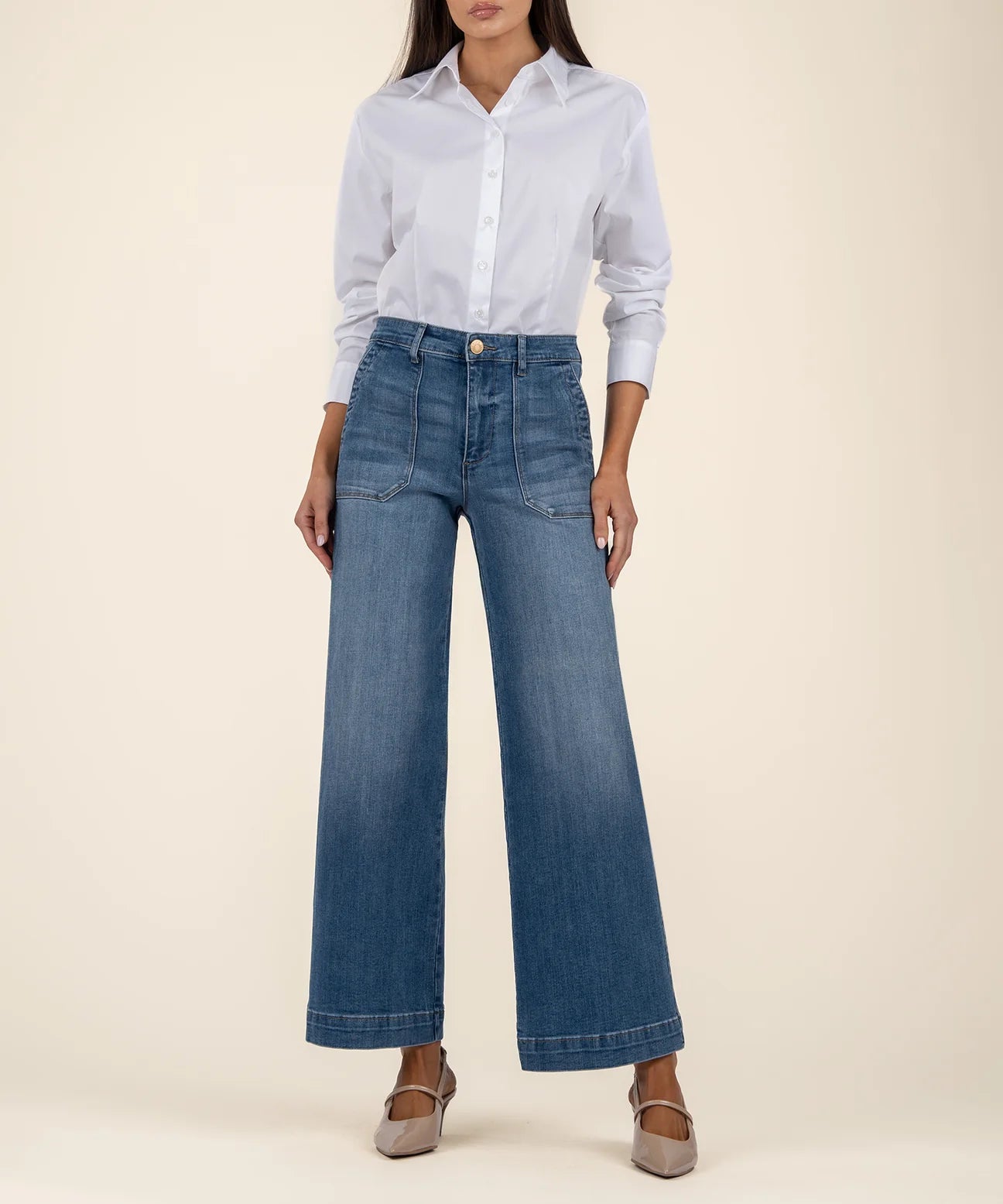 KUT MEG HIGH RISE WIDE STRAIGHT LEG