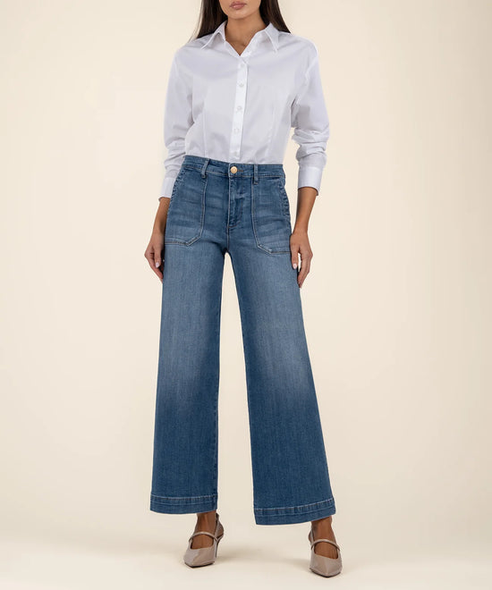 KUT MEG HIGH RISE WIDE STRAIGHT LEG