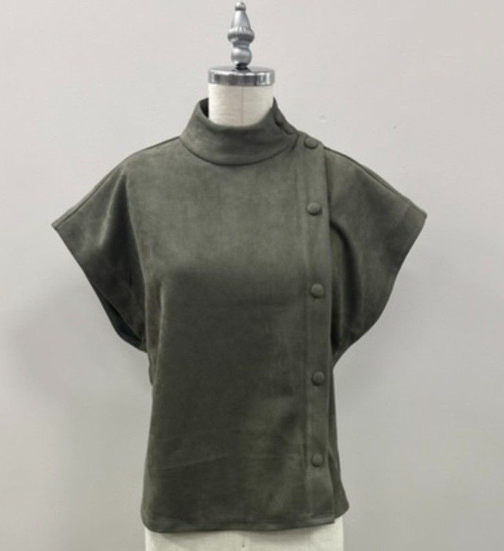 Thml Suede Top With Button Detail
