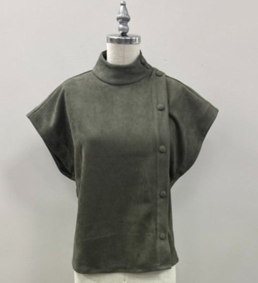Thml Suede Top With Button Detail