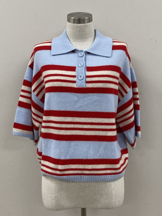 Thml Striped Collared Sweater Top