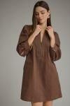 Solid Puff Sleeve Mini Dress Entro