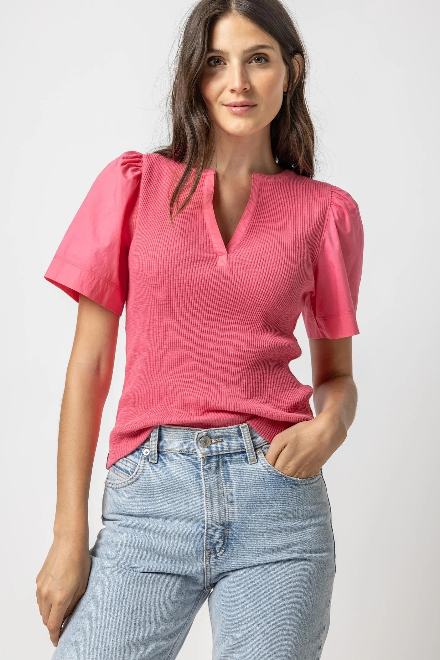 LILLA P SPLIT NECK TOP