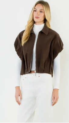 Sleeveless Suede zip Jacket