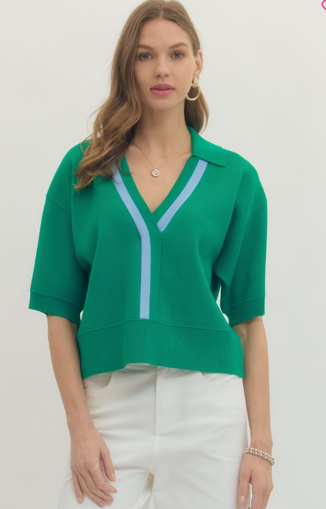 Green Knit Top