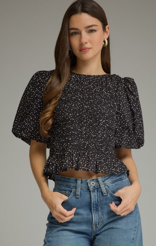 Polka Dot Puff Sleeve
