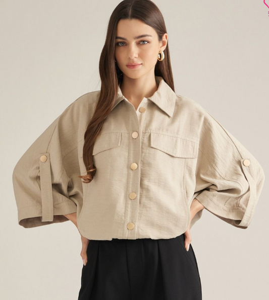 Taupe 3/4 Sleeve Top