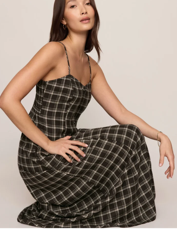 Angel Eyes Plaid Maxi Dress