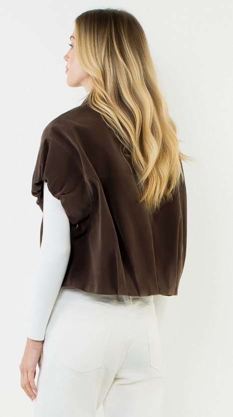 Sleeveless Suede zip Jacket