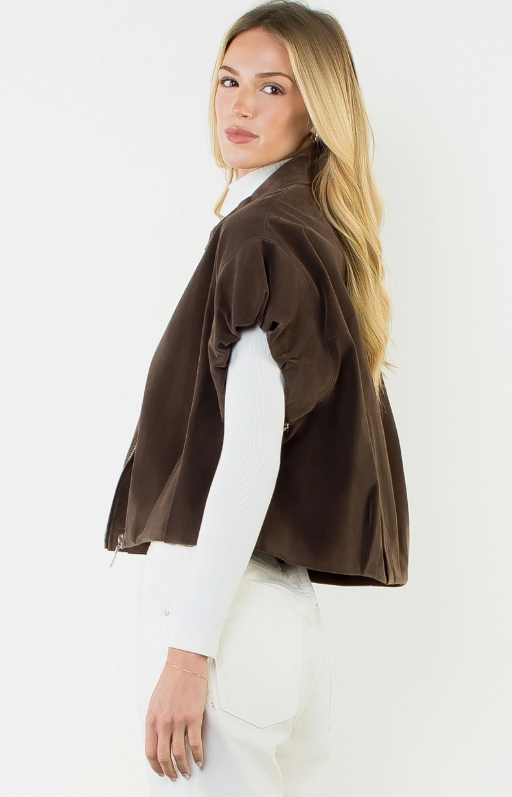 Sleeveless Suede zip Jacket