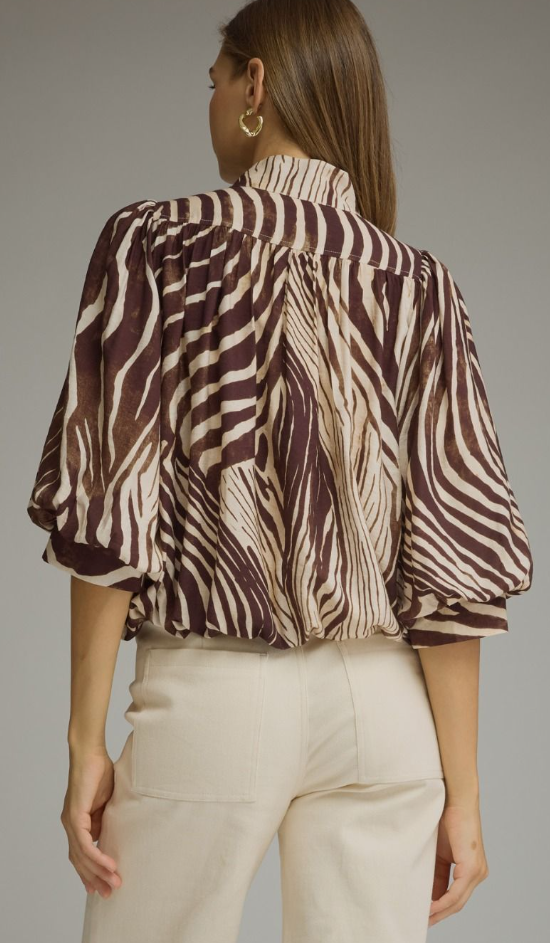Zebra Balloon Sleeve Top