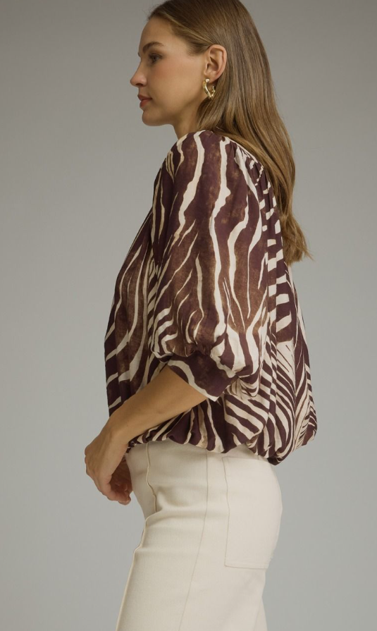 Zebra Balloon Sleeve Top