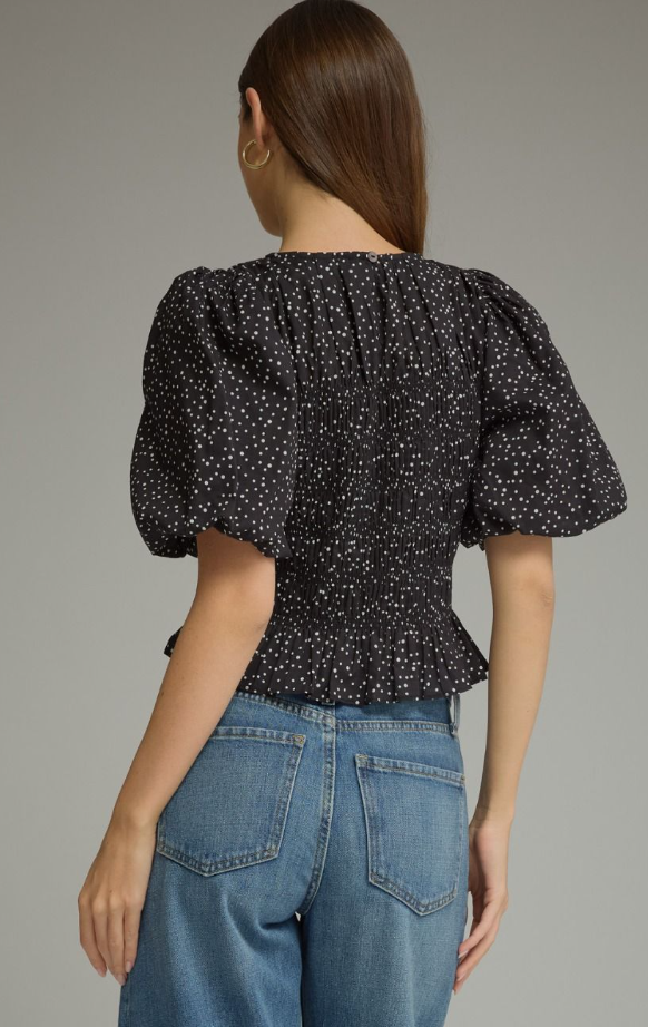 Polka Dot Puff Sleeve