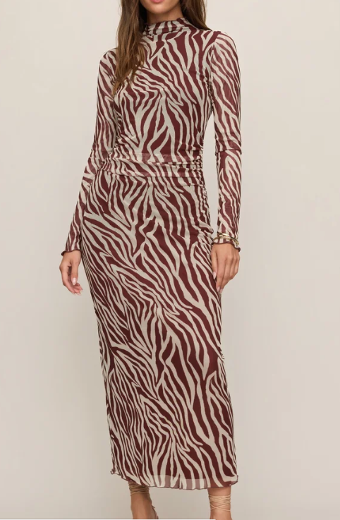 Sevilla Zebra Mesh Midi Dress