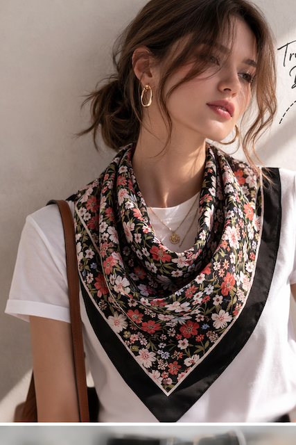 S26116 100% Polyester Lightweight Square Scarf