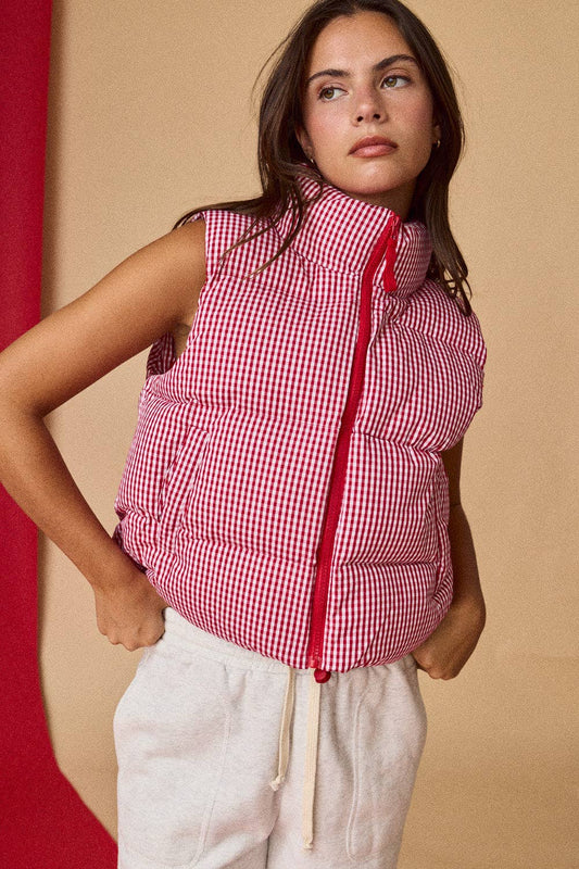 PV19025 - Gingham Puffer Vest