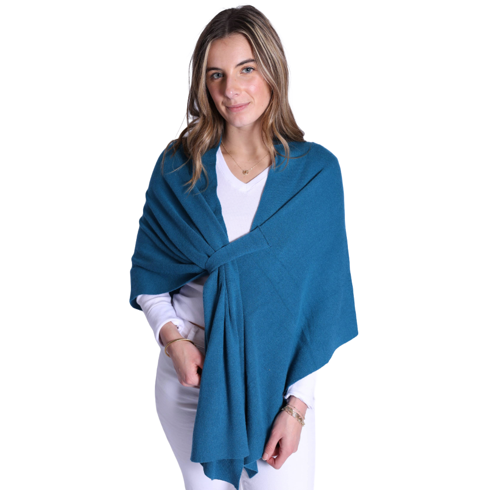 Katie Knit Solid Color Keyhole Shawl Wrap - Fall 2026