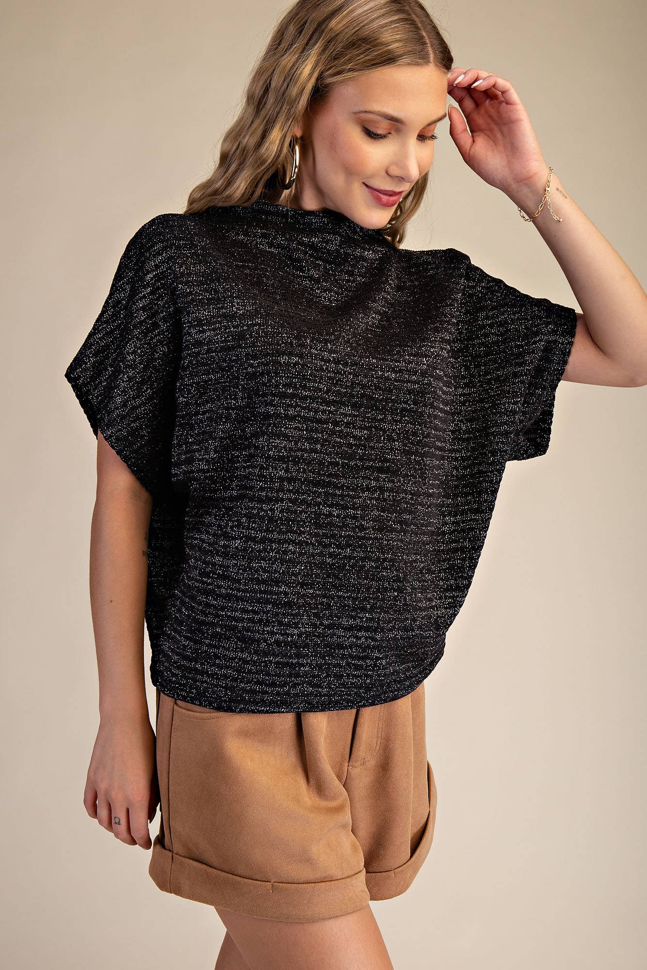 Mock Neck Oversized Top