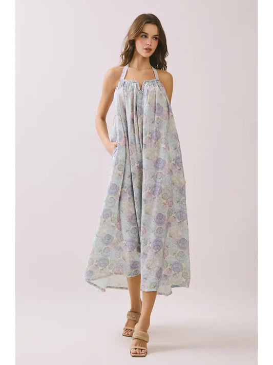 TCEC FLOWLY HALTER DRESS