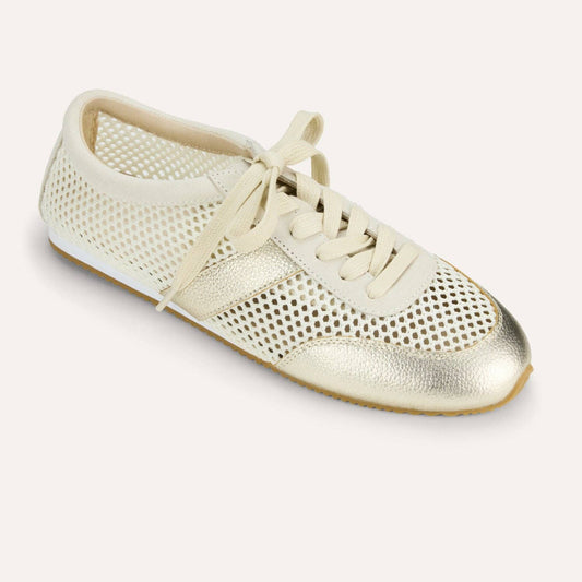Kiah in Cream Mesh/Gold Metallic Mesh Casual Sneaker