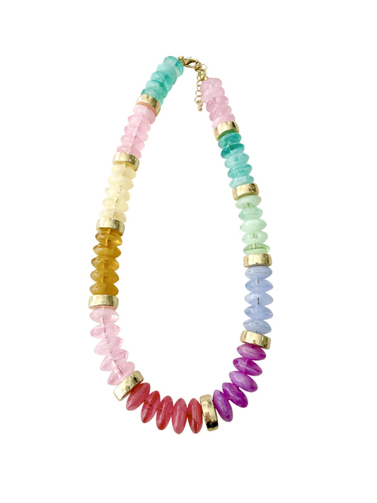 Calloway Beaded Disc Necklace- Rainbow