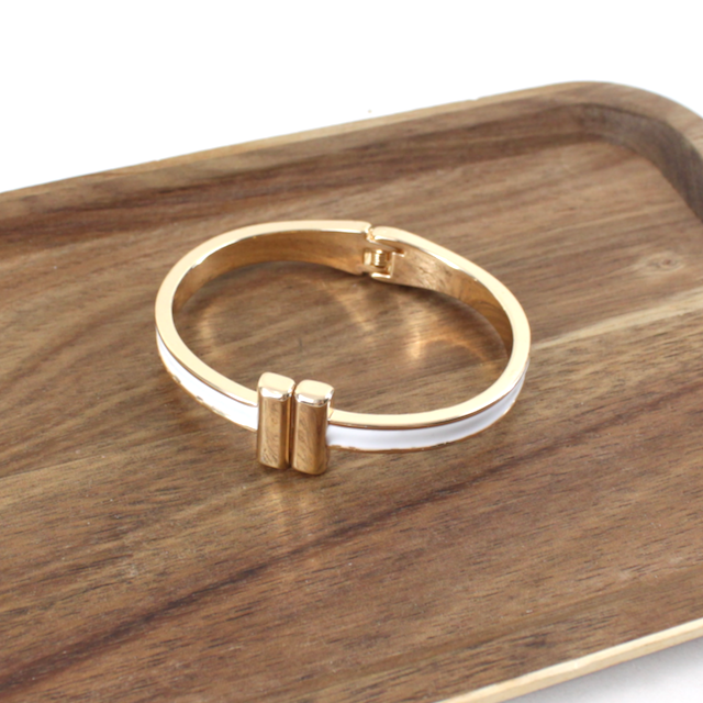 B25295 Color Band Hinged Bangle Cuff Bracelet