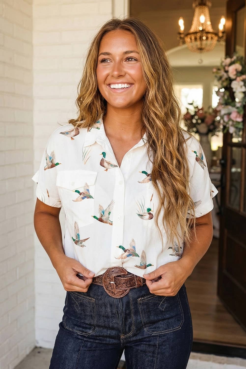 LAS Mallard Printed Button Flap Pocket Shirt (S-XL)