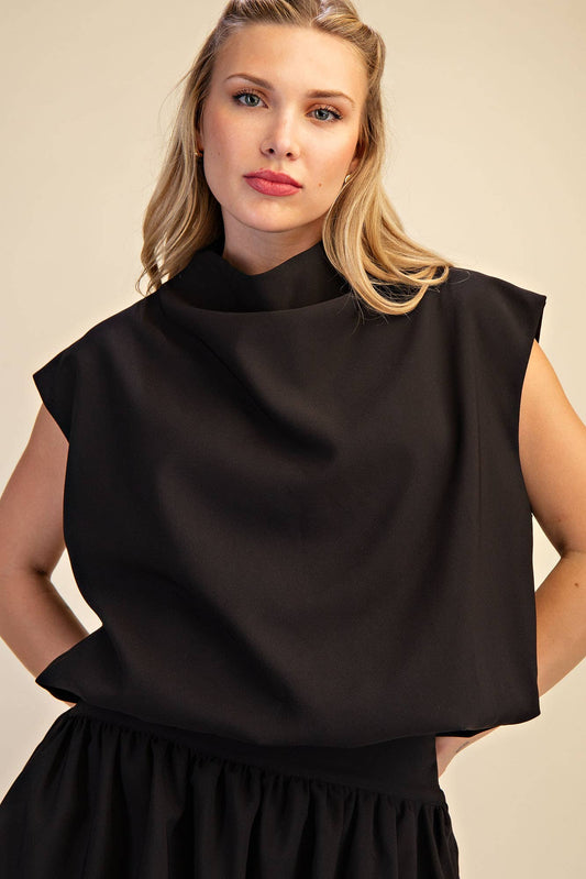 Mock Neck Balloon Top