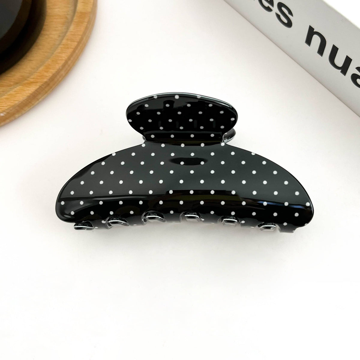 Classic Polka Dot Half Round Hair Claw Clip