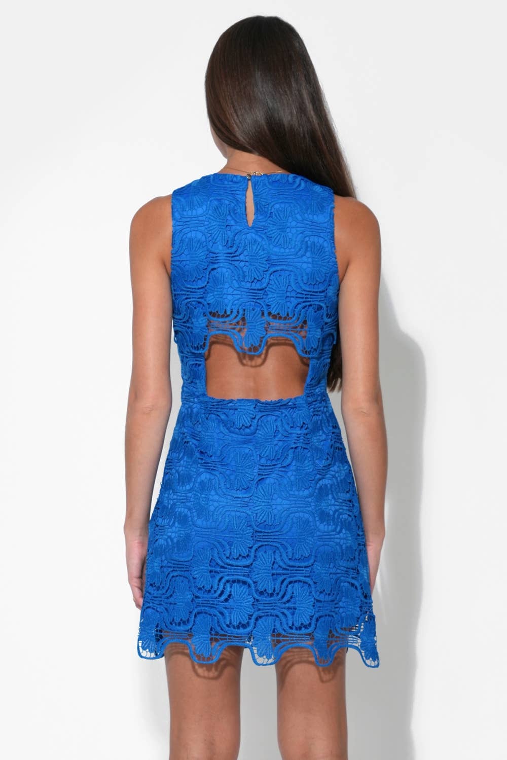 Mackenzie Open Back Scallop Lace Mini Dress