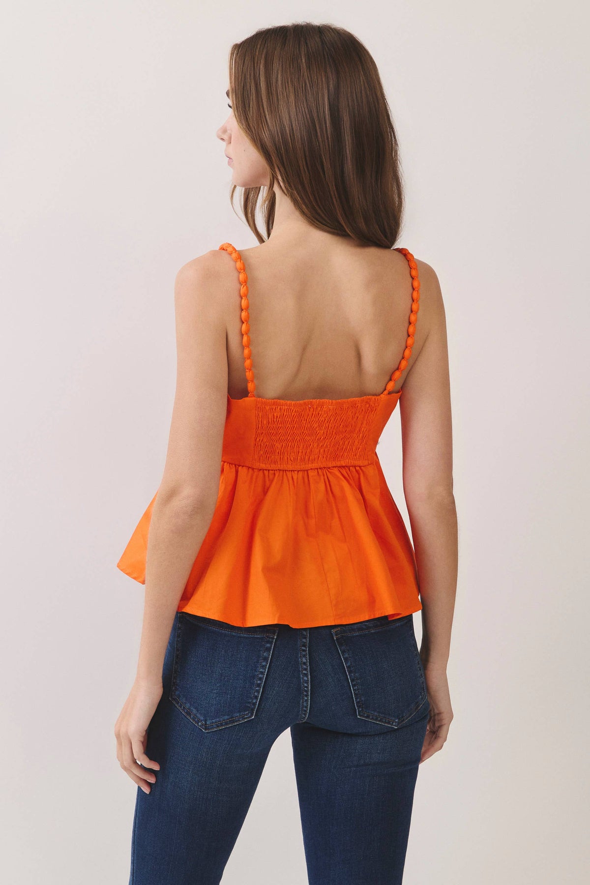 CT9999-Beaded Strap Peplum Sleeveless Top