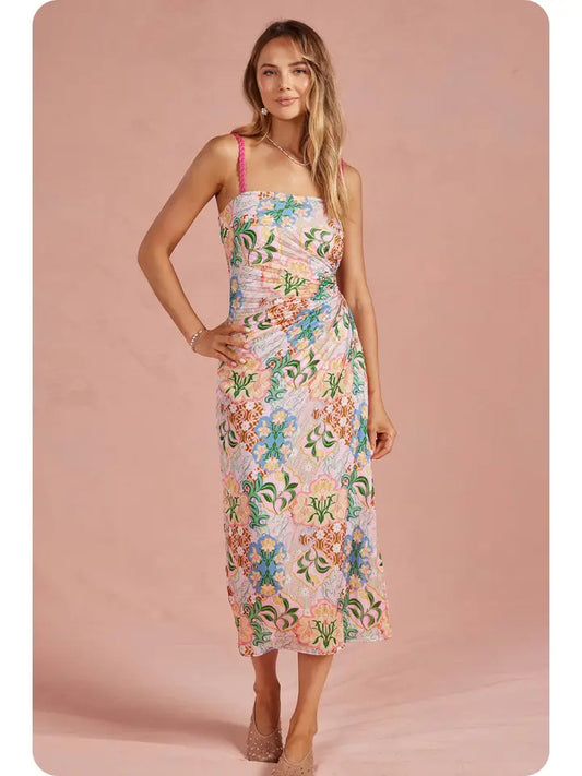 STRUT AND BOLT SATIN MIDI DRESS