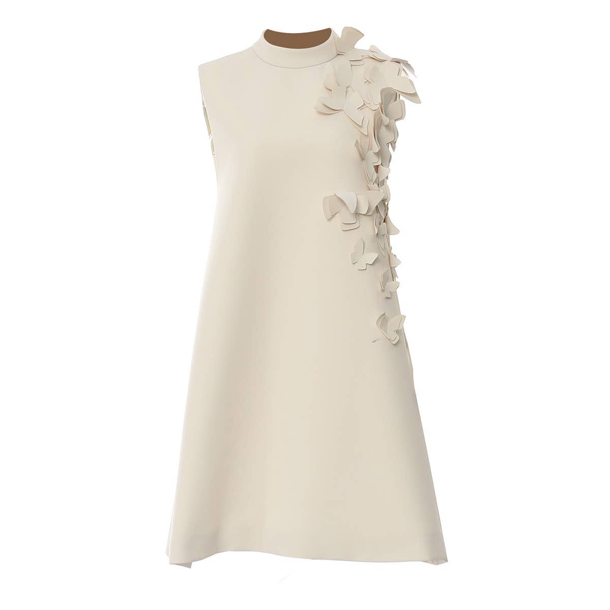 DR888 Asymmetric Butterfly Appliqué Sleeveless Dress